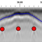 PEX Tube in Elevation View; green and red dots highlight tied and untied rebar.